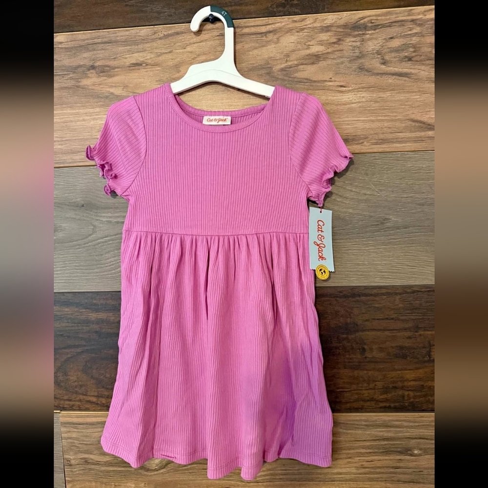 Cat & Jack Pink Ribbed Dress-Size 4T NWT